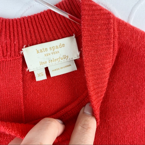 Kate Spade Arianna Red Bow Wool Cashmere Sweater XS - Picture 6 of 8